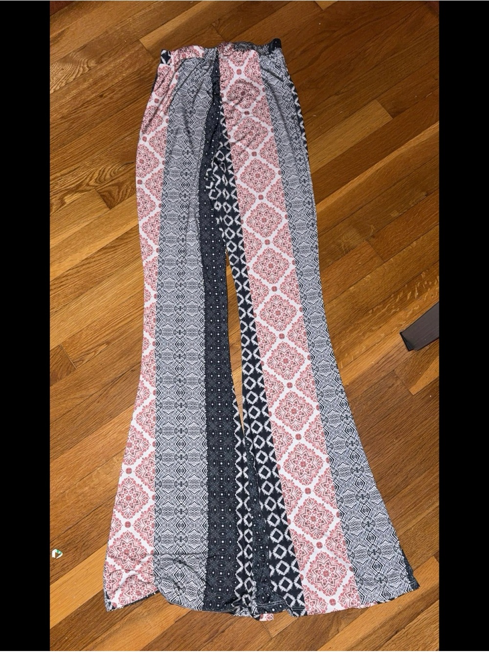 Fashion Nova Pink and Black Printed Wide-Leg Pants